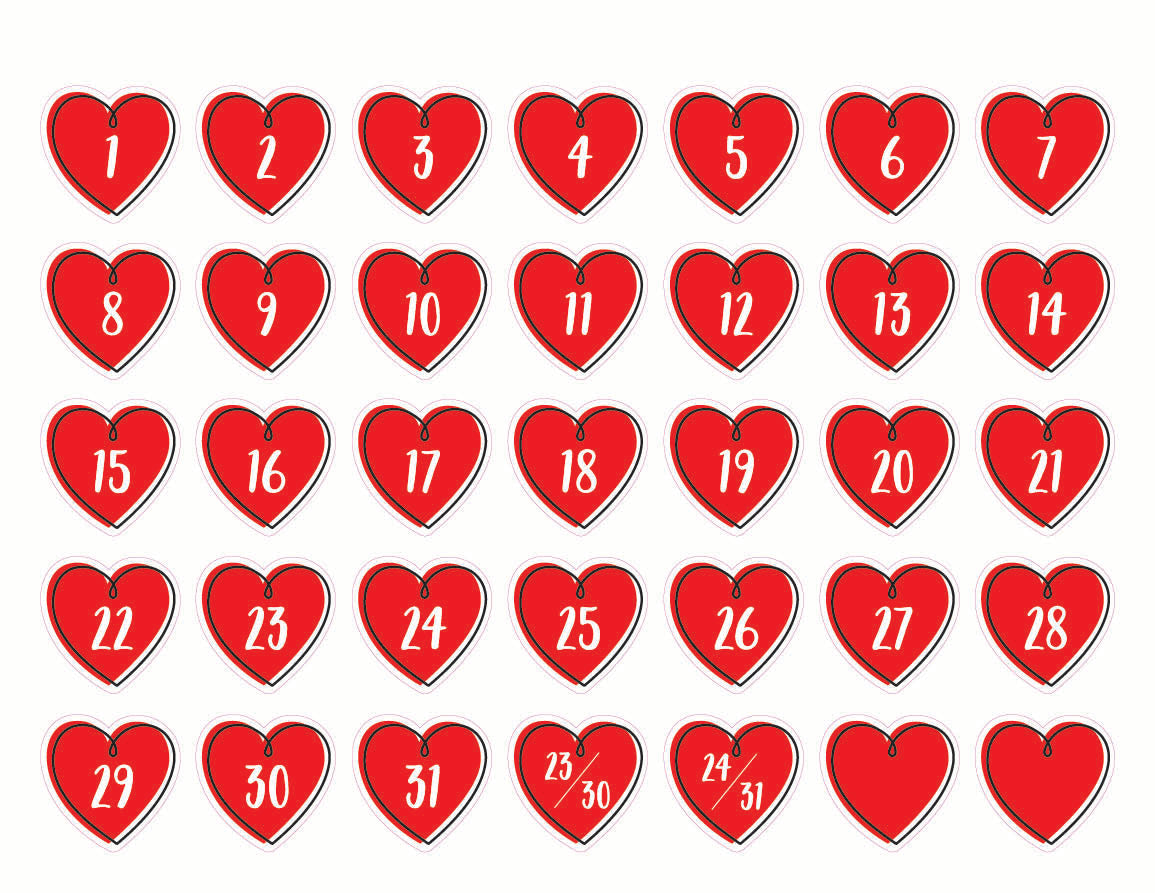 Doodle Hearts Calendar Days (Core Decor)