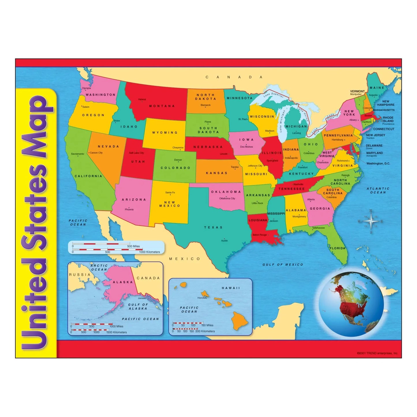 United States Map Learning Chart