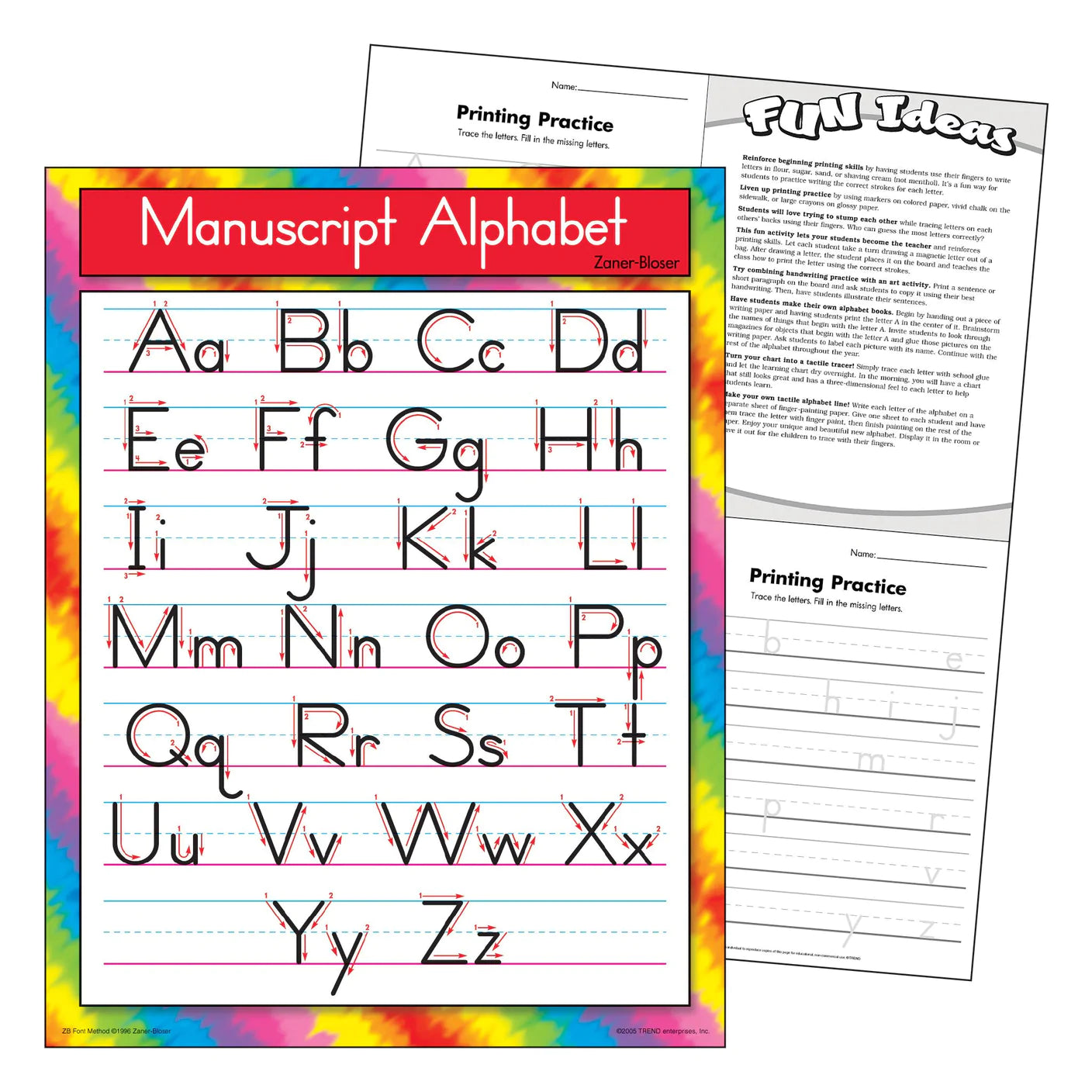 Manuscript Alphabet Zaner-Bloser Learning Chart