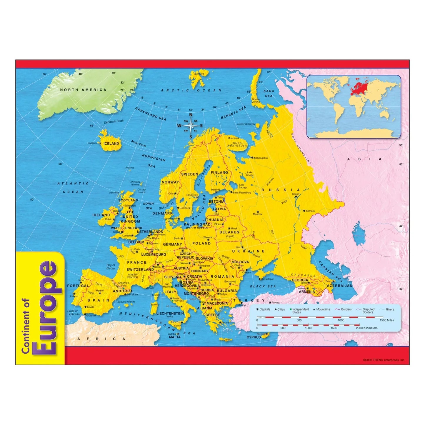 Continent of Europe Learning Chart