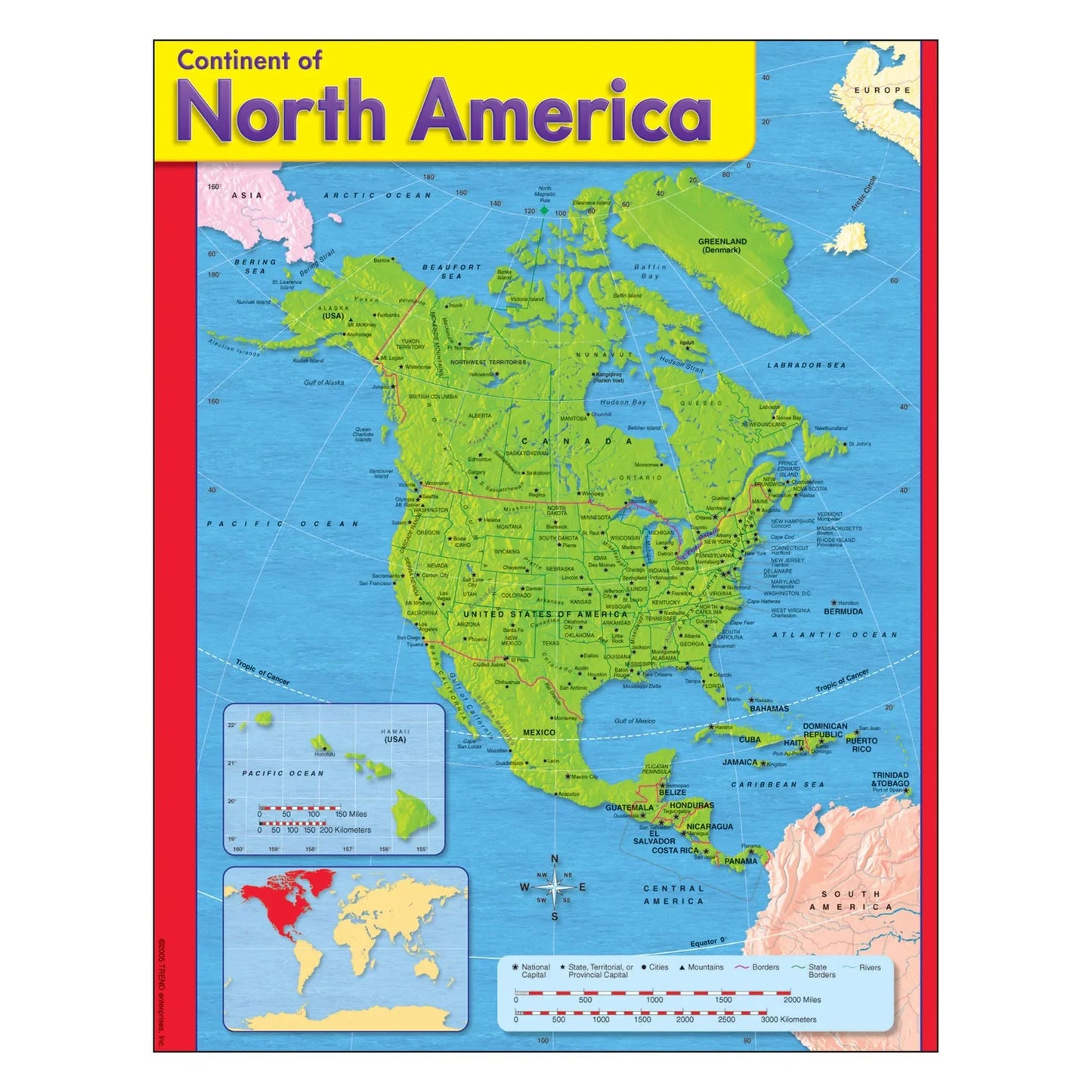 Continent of North America Learning Chart