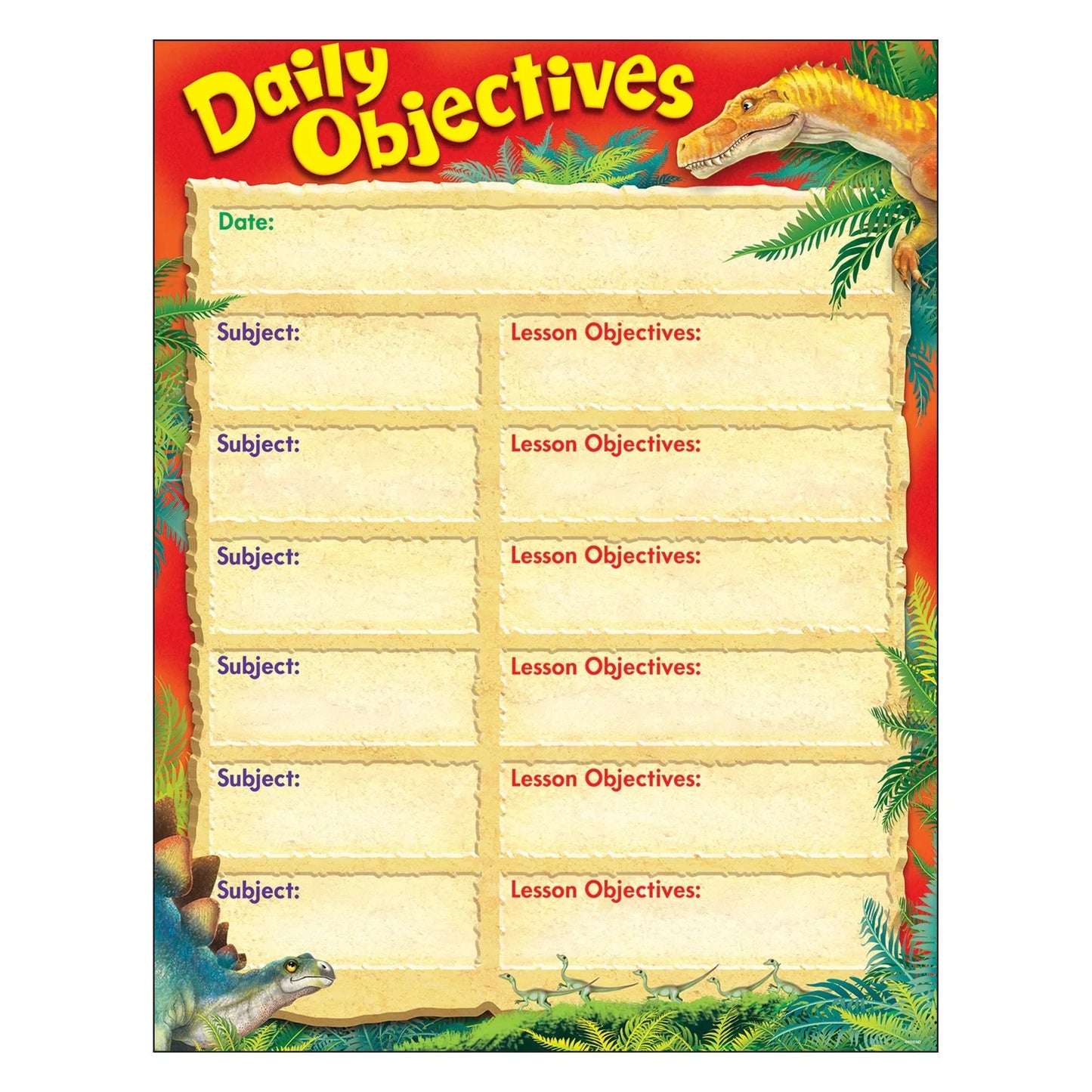 Daily Objectives Discovering Dinosaurs® Learning Chart