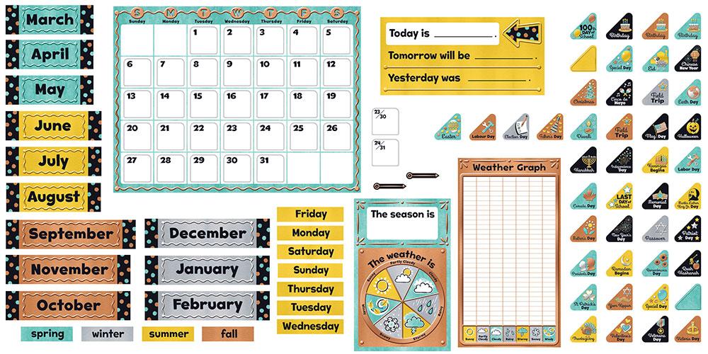 I ♥ Metal Calendar Bulletin Board Set