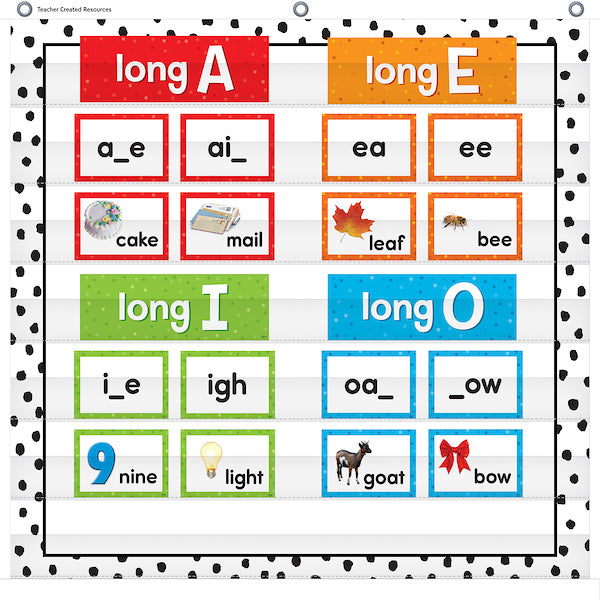 Black Painted Dots on White 7 Pocket Chart (28" x 28")