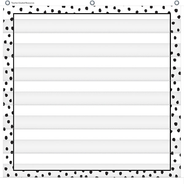 Black Painted Dots on White 7 Pocket Chart (28" x 28")