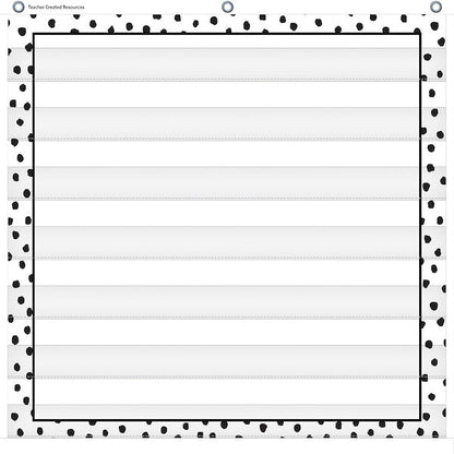 Black Painted Dots on White 7 Pocket Chart (28" x 28")