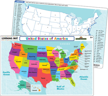 United States of America Map Learning Mat