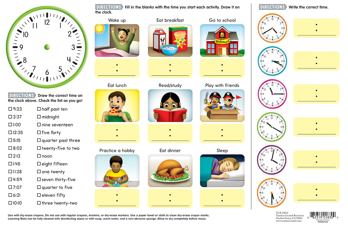 Time Learning Mat