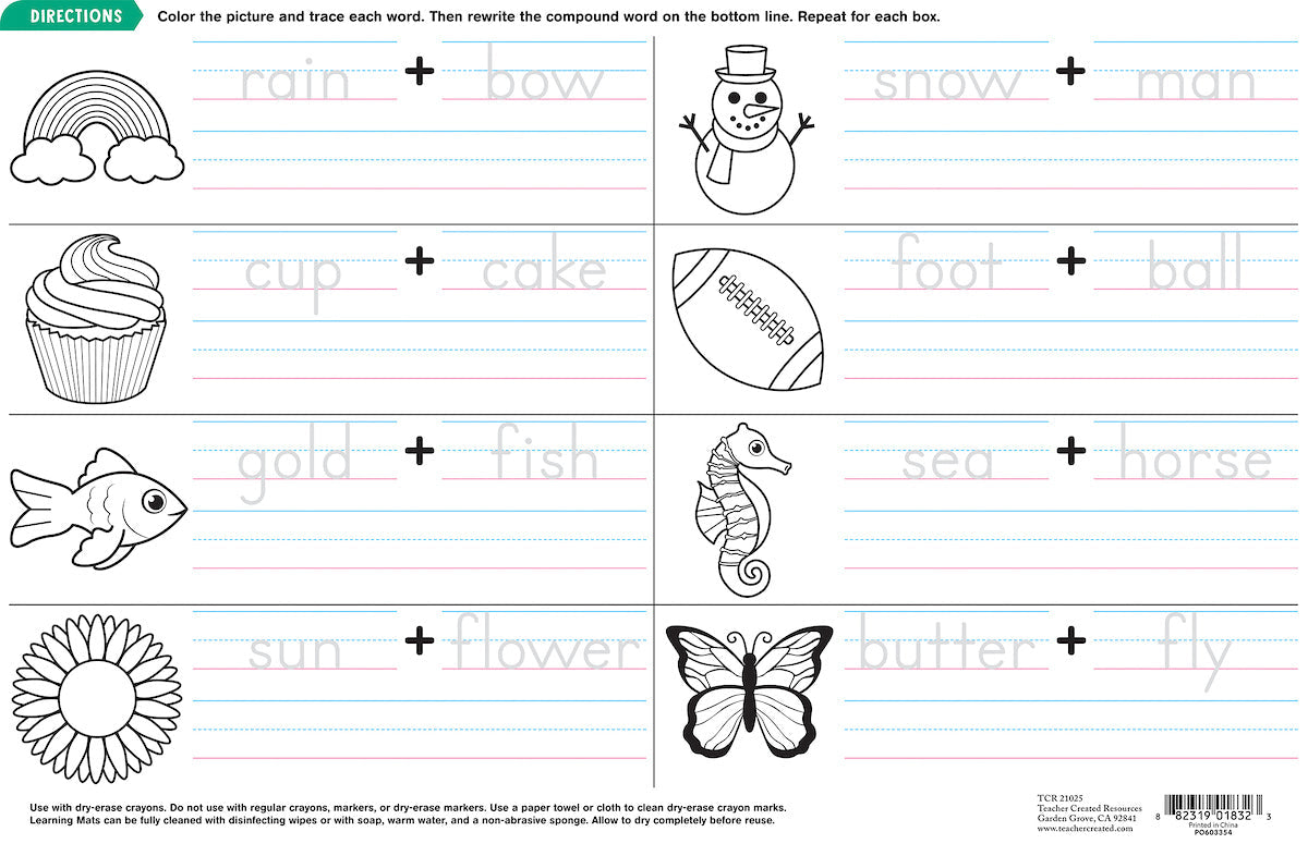 Compound Words Learning Mat