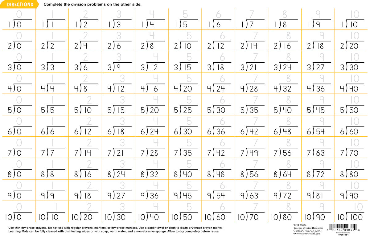 Division Learning Mat