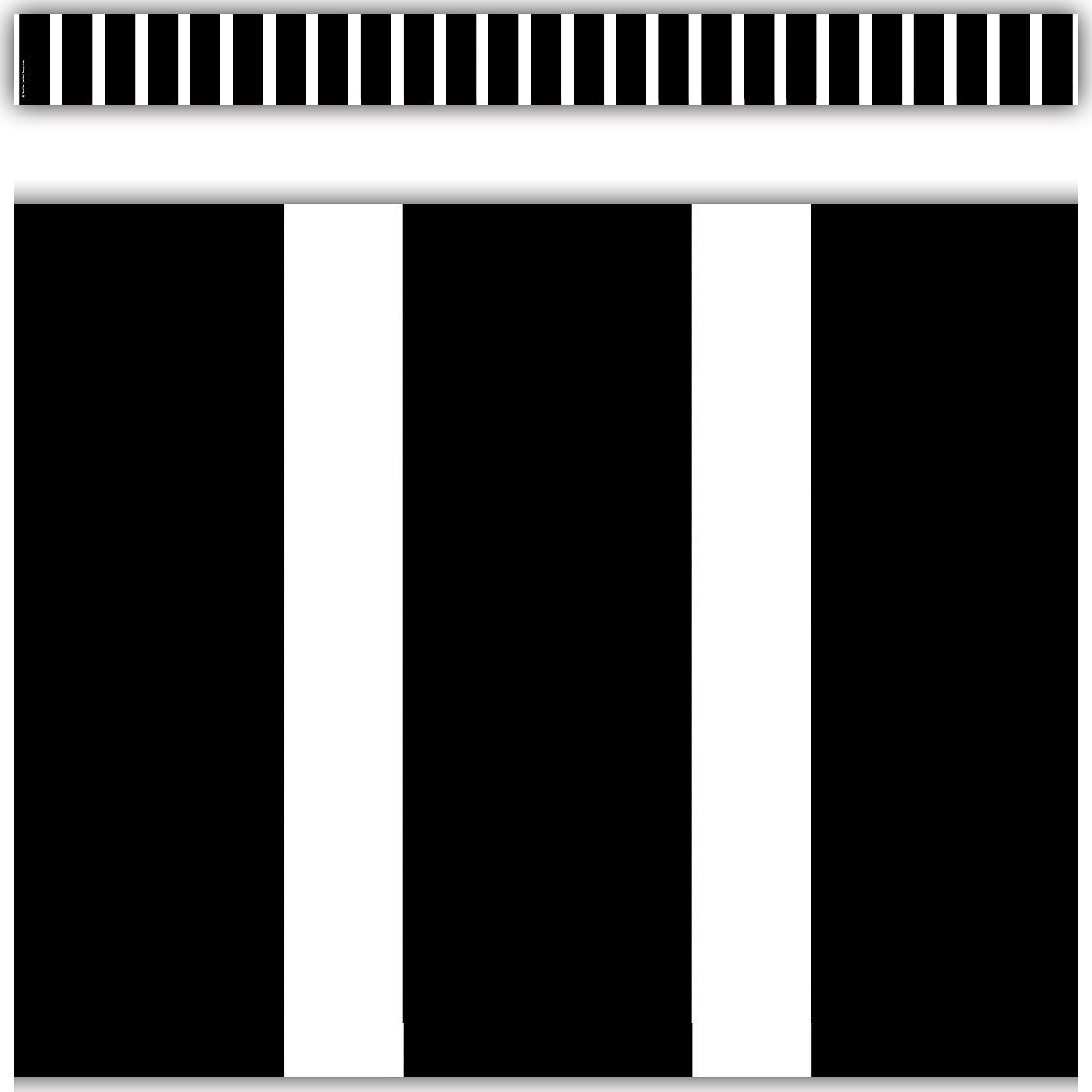 Black and White Vertical Stripes Straight Border Trim