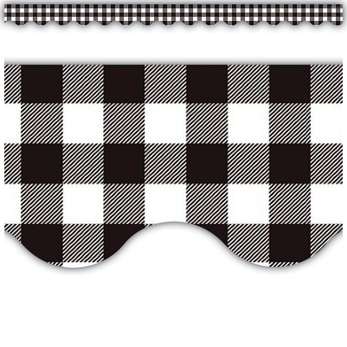 Black and White Gingham Scalloped Border Trim