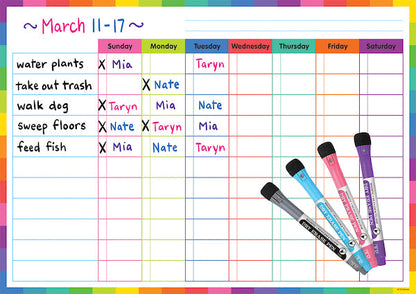 Colorful Dry-Erase Magnetic Task Chart