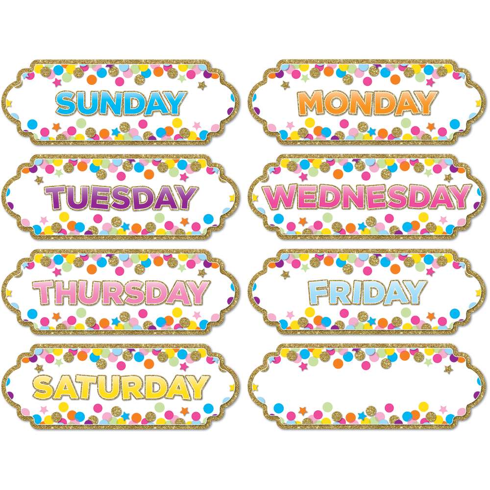 Magnetic Die-Cut Timesavers & Labels, Confetti Days Of The Week