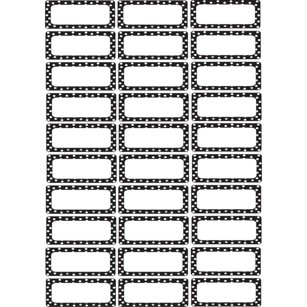 Magnetic Die-Cut Small Foam Nameplates & Labels, 30 Pcs, Black & White Dots