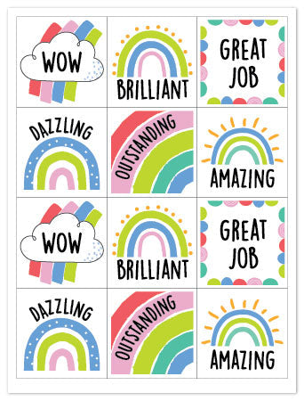Rainbow Doodles Rewards Stickers - Rewards