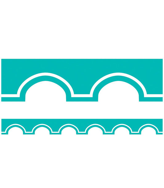 Turquoise and White Awning Scalloped Borders