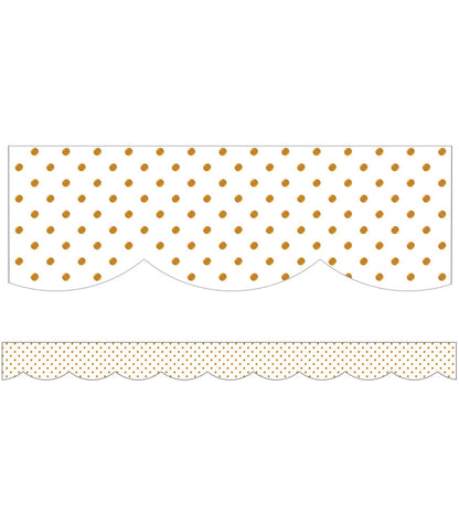 Simply Boho White with Gold Dots Scalloped Borders