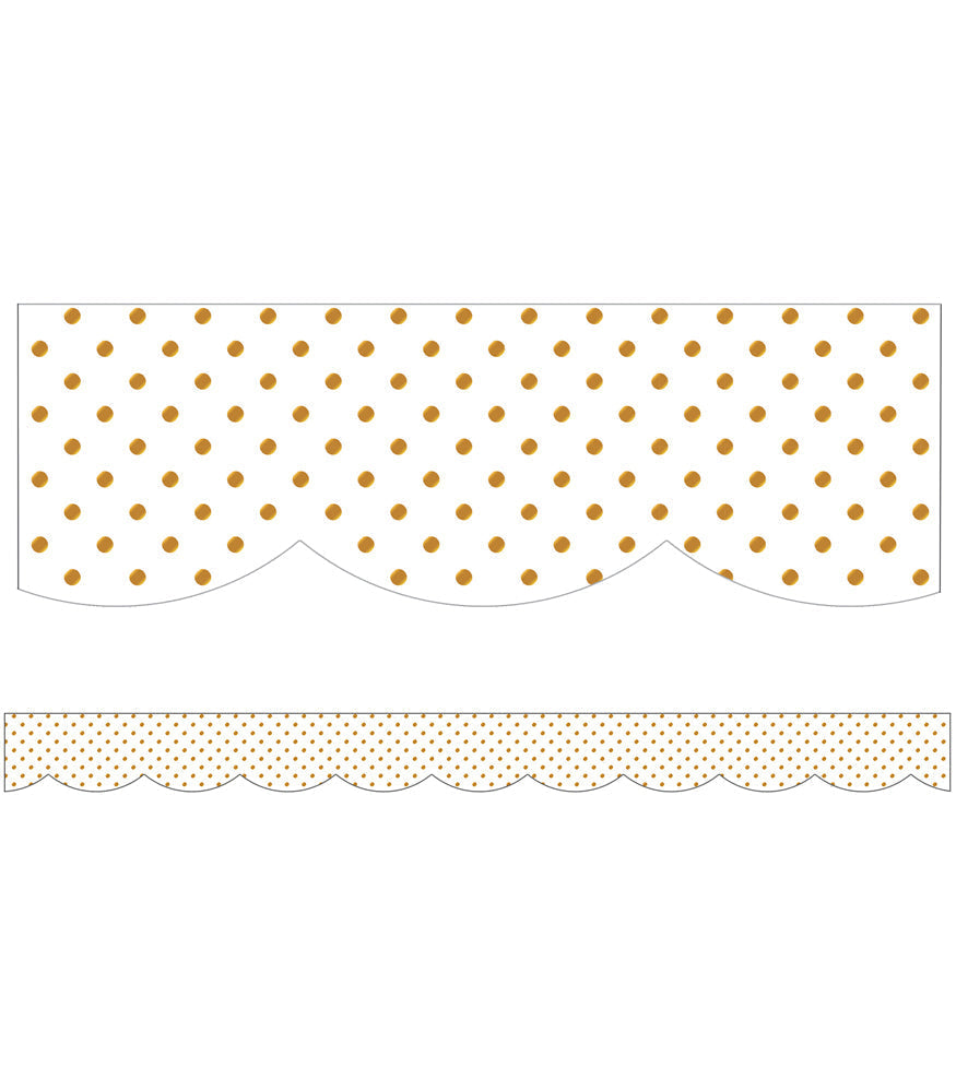 Simply Boho White with Gold Dots Scalloped Borders