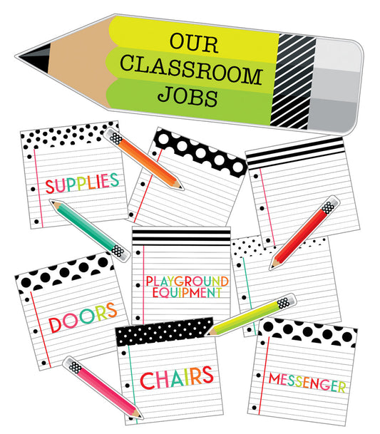 Black, White & Stylish Brights Classroom Jobs Mini Bulletin Board Set