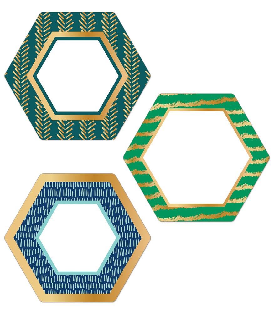 Hexagons with Gold Foil Cut-Outs