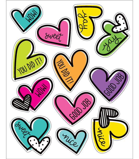 Kind Vibes Doodle Hearts Shape Stickers
