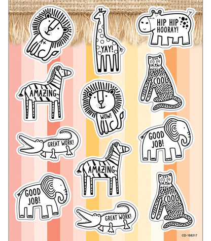 Safari Animals Shape Stickers