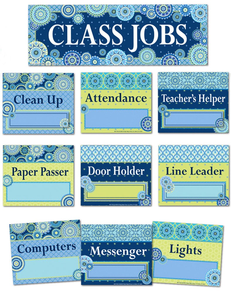 Blue Harmony Class Jobs Mini Bulletin Board Set