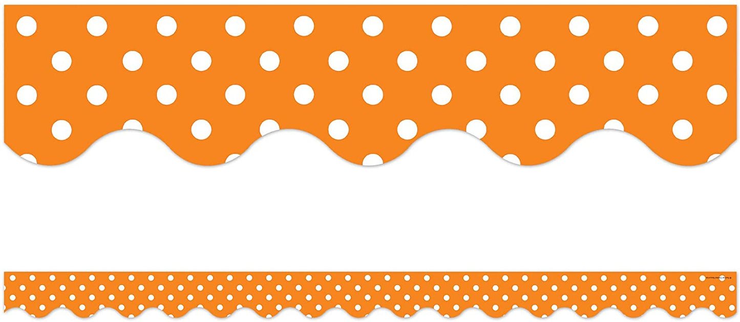 Teacher Created Resources Orange Polka Dots Scalloped Border Trim
