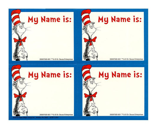 Cat in the Hat Name Tags