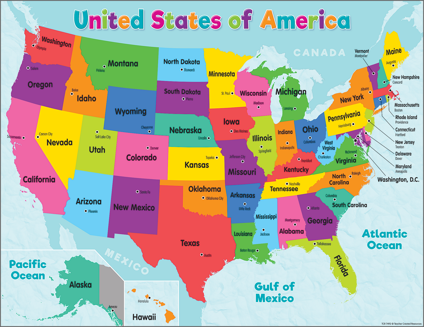 Colorful United States of America Map Chart