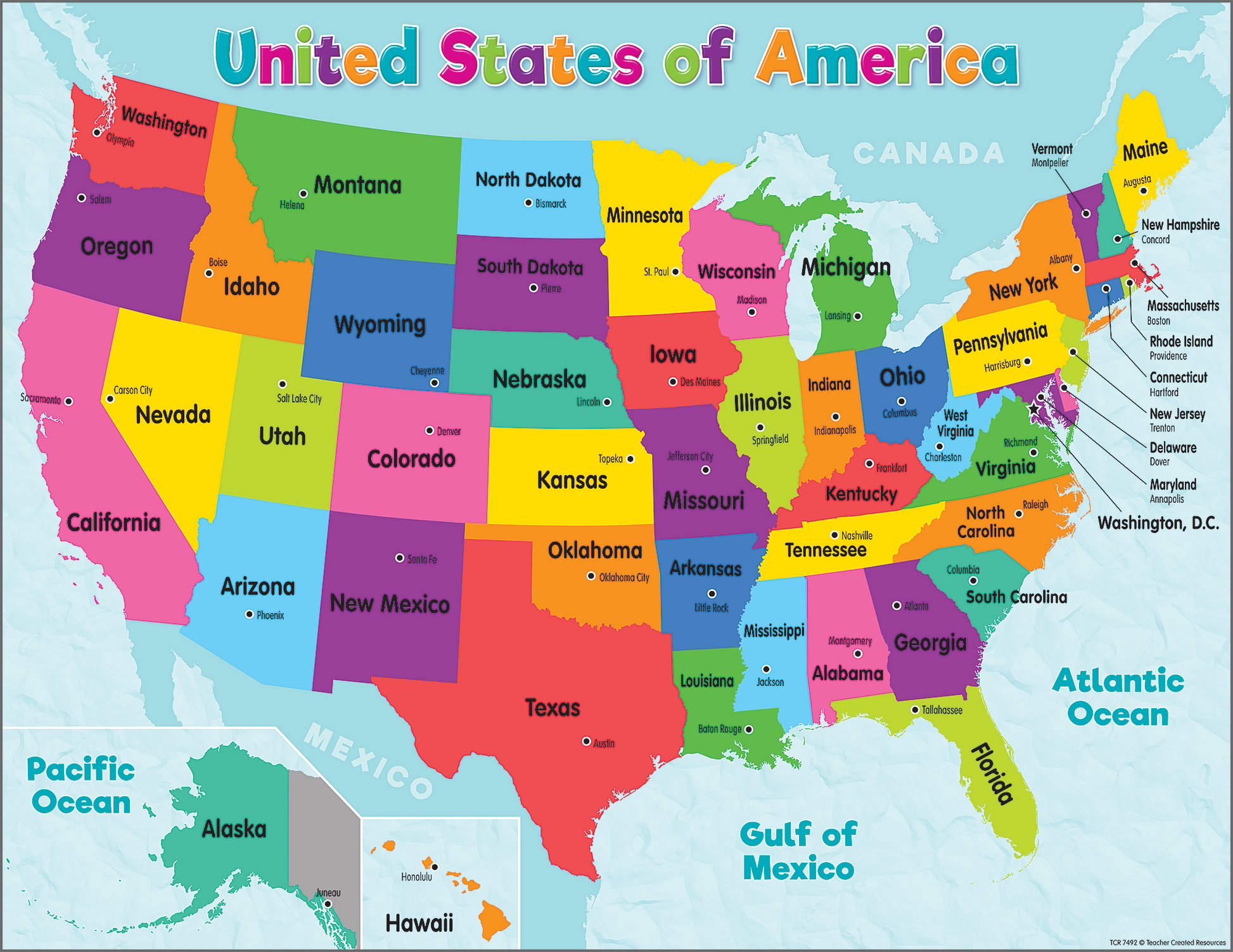 Colored Map of the United States