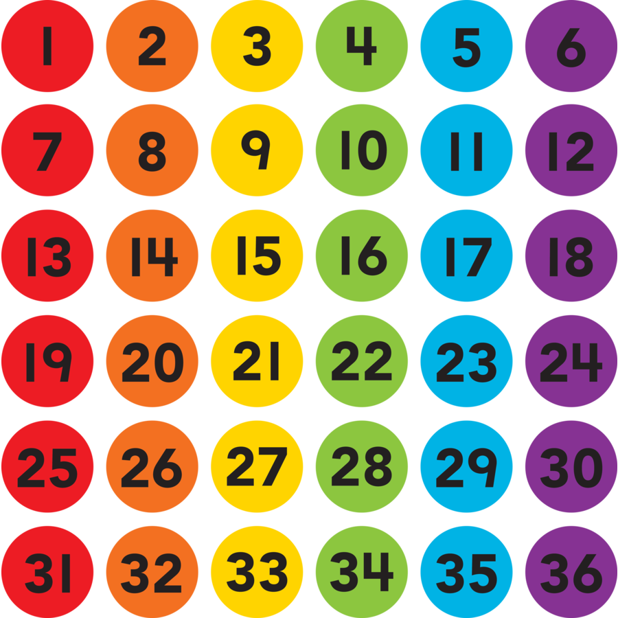 Spot On Numbers 1-36 Carpet Markers - 4"