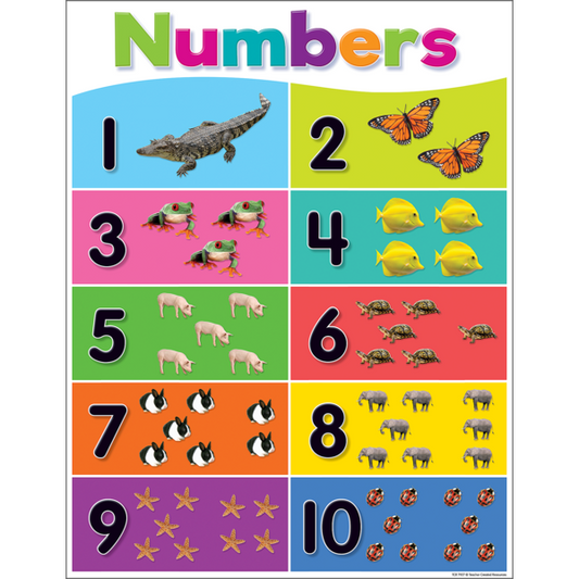 Colorful Numbers 1-10 Chart
