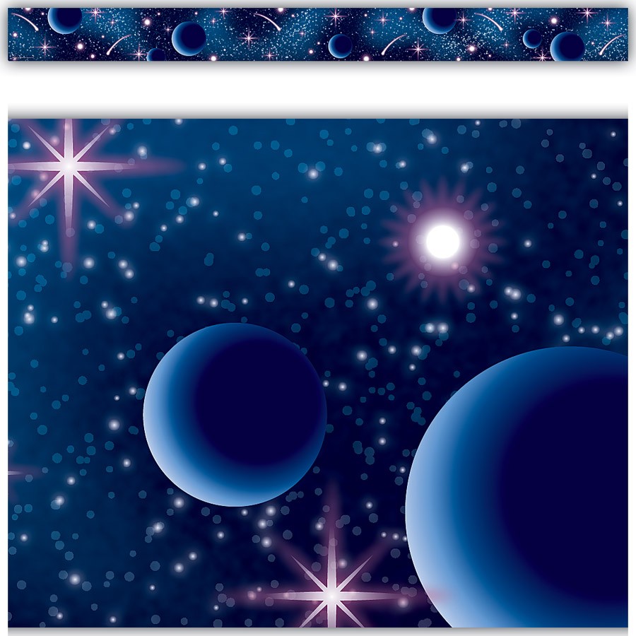 Blue Stellar Space Straight Border Trim
