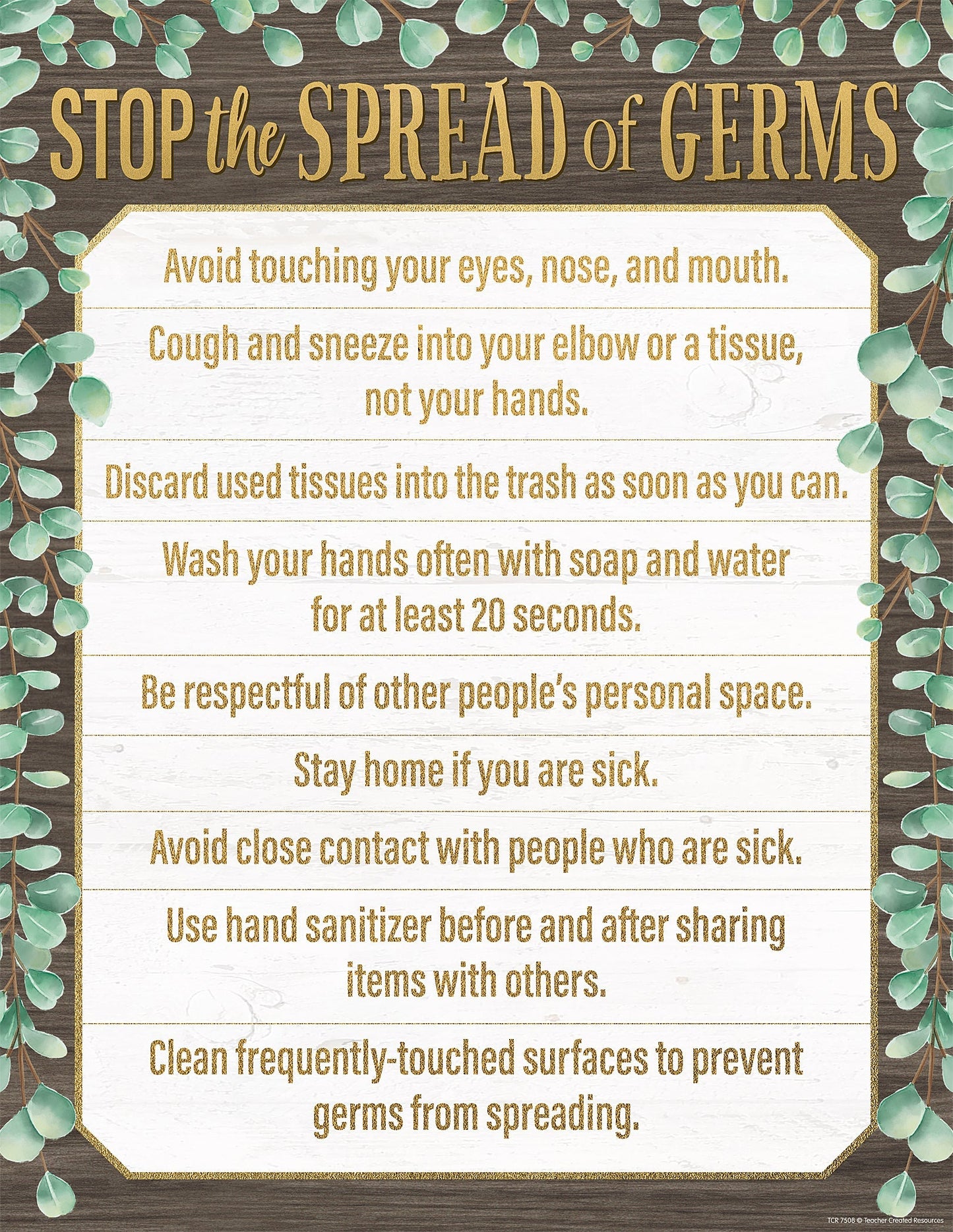 Eucalyptus Stop the Spread of Germs Chart