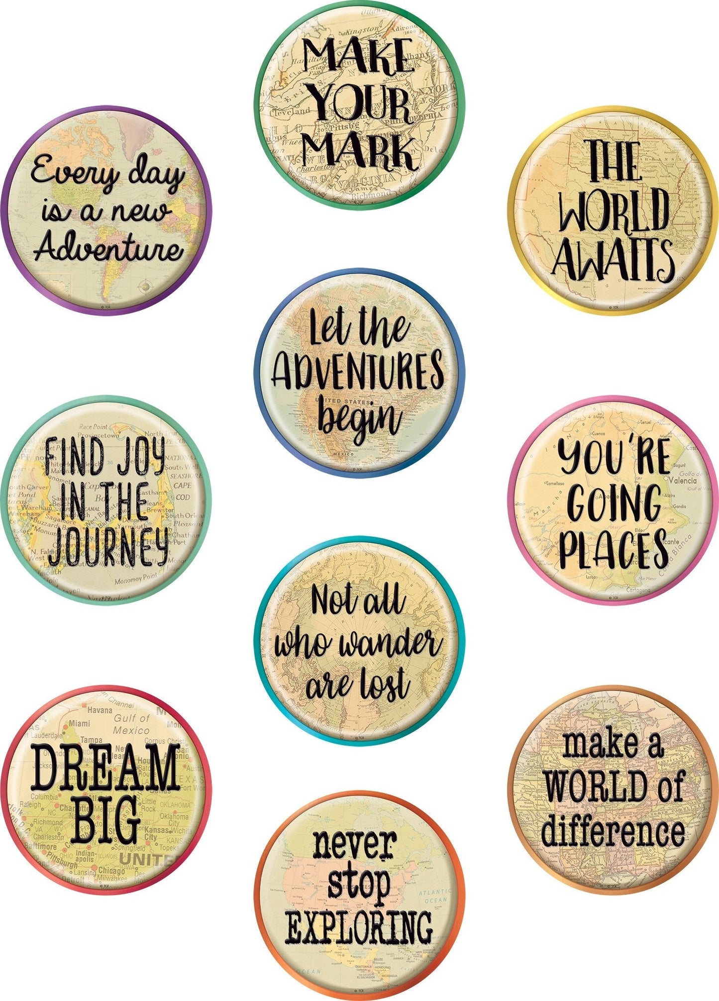 Travel the Map Positive Sayings Accents